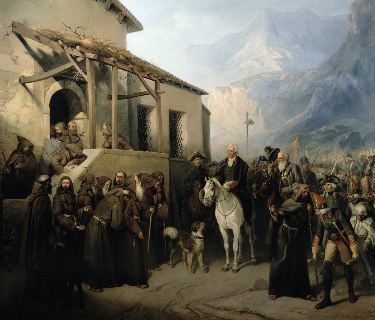 Il feldmaresciallo Alexander Suvorov sulla cima del San Gottardo, 13 settembre 1799, 1855 da Adolf Jossifowitsch Charlemagne