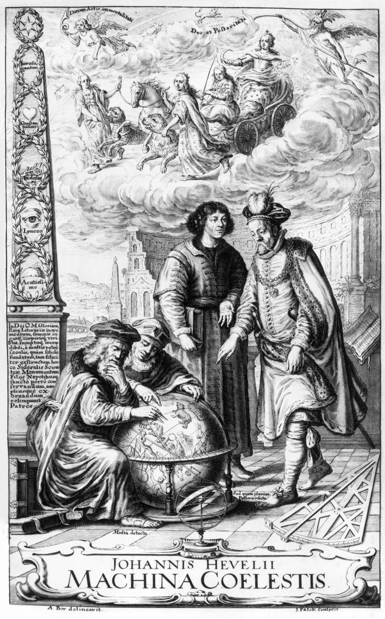 Frontespizio di Machina Coelestis di Johannes Hevelius, inciso da Jeremias Falck, 1673 da Adolf Boy