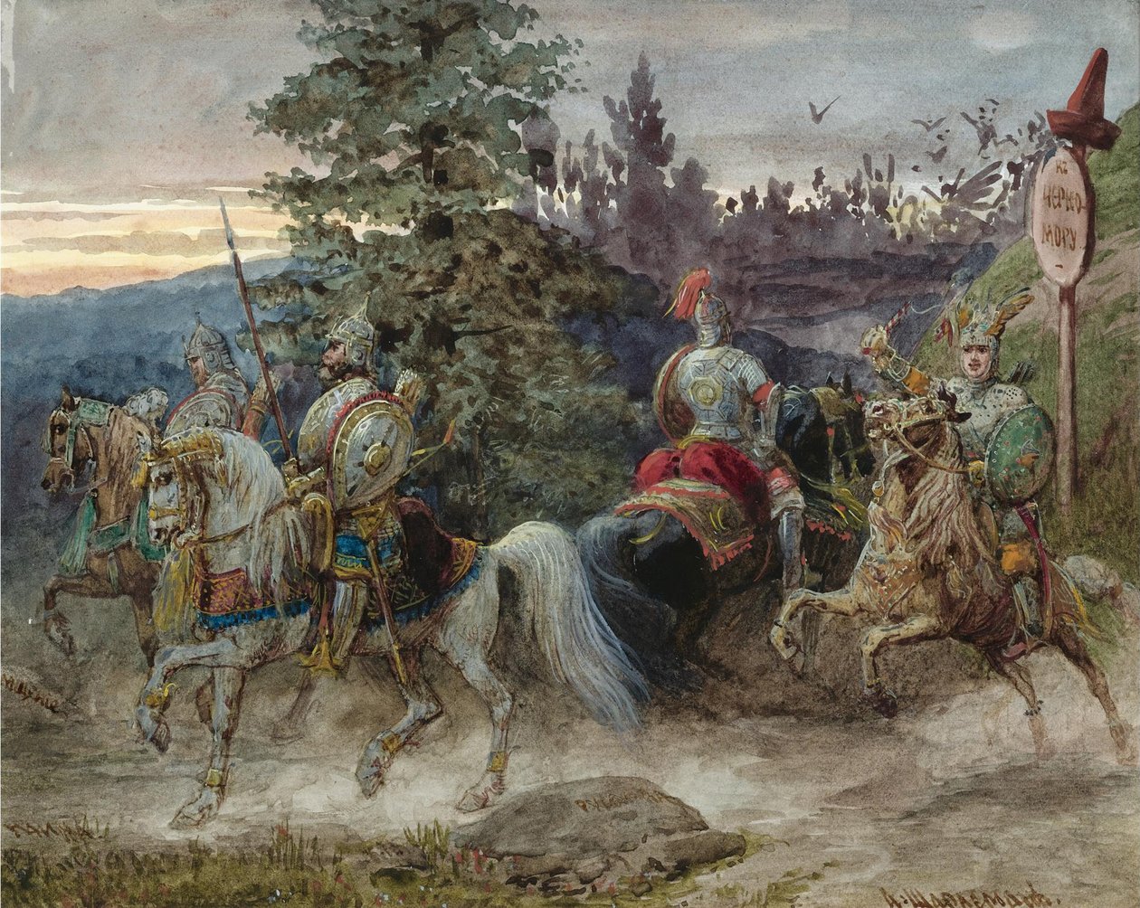 La strada per Chernomor. Illustrazione al poema Ruslan e Lyudmila di A. Pushkin da Adolf Charlemagne