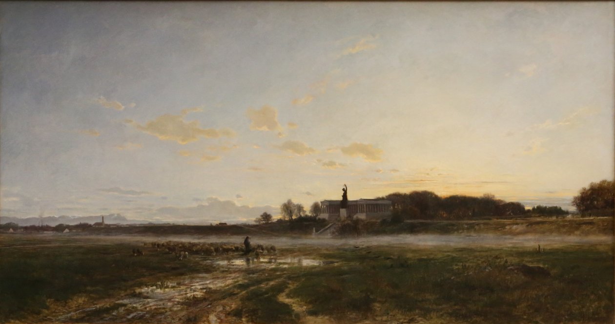 La Theresienwiese con la Baviera nella luce della sera da Adolf Heinrich Lier