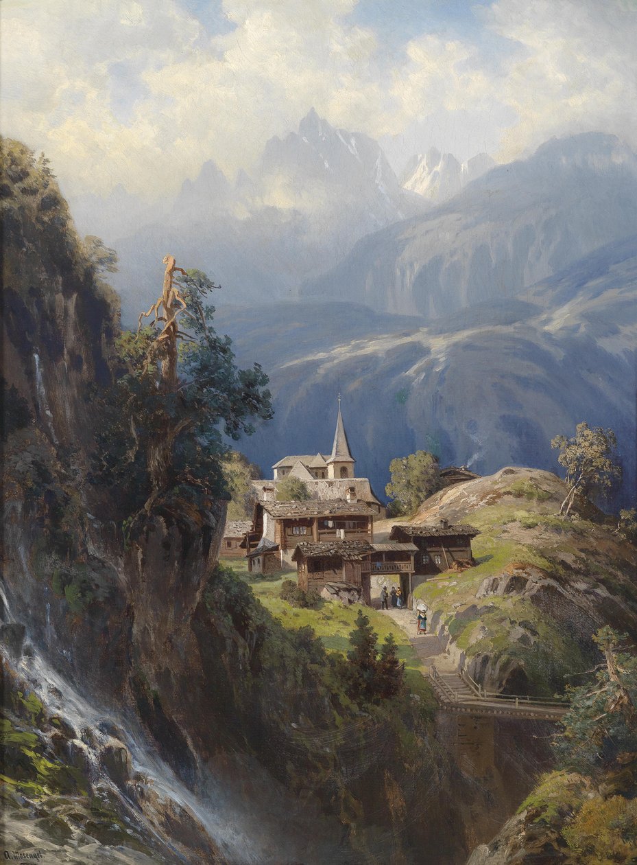 Villaggio nelle Alpi bernesi da Adolf Mosengel