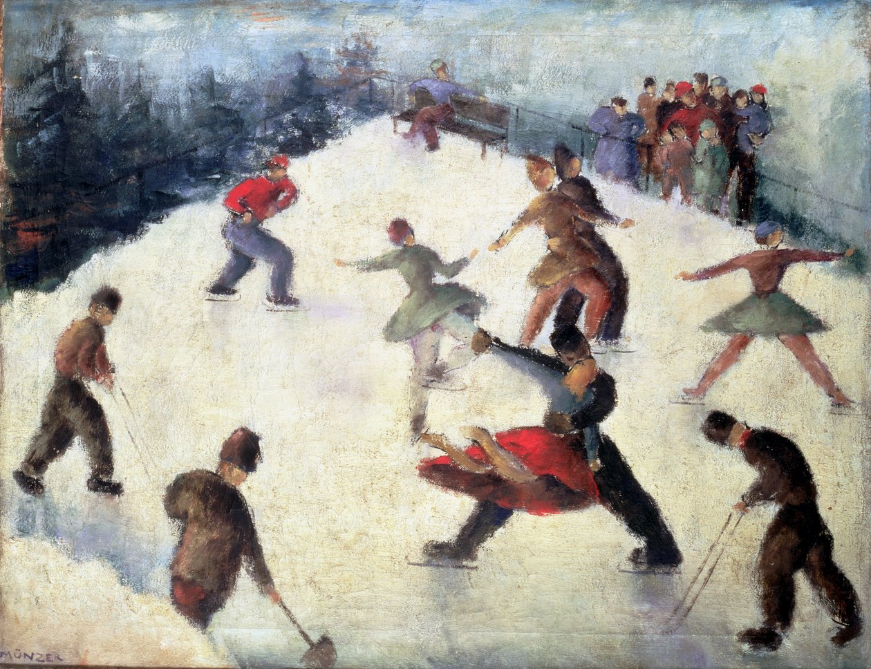 Scena di pattinaggio invernale c.1920 da Adolf Munzer