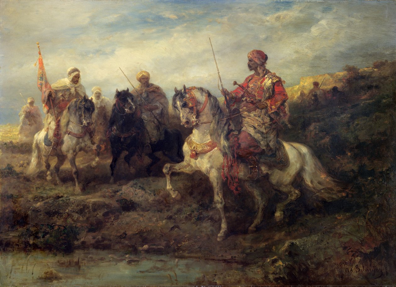 Guerrieri arabi a cavallo da Adolf Schreyer