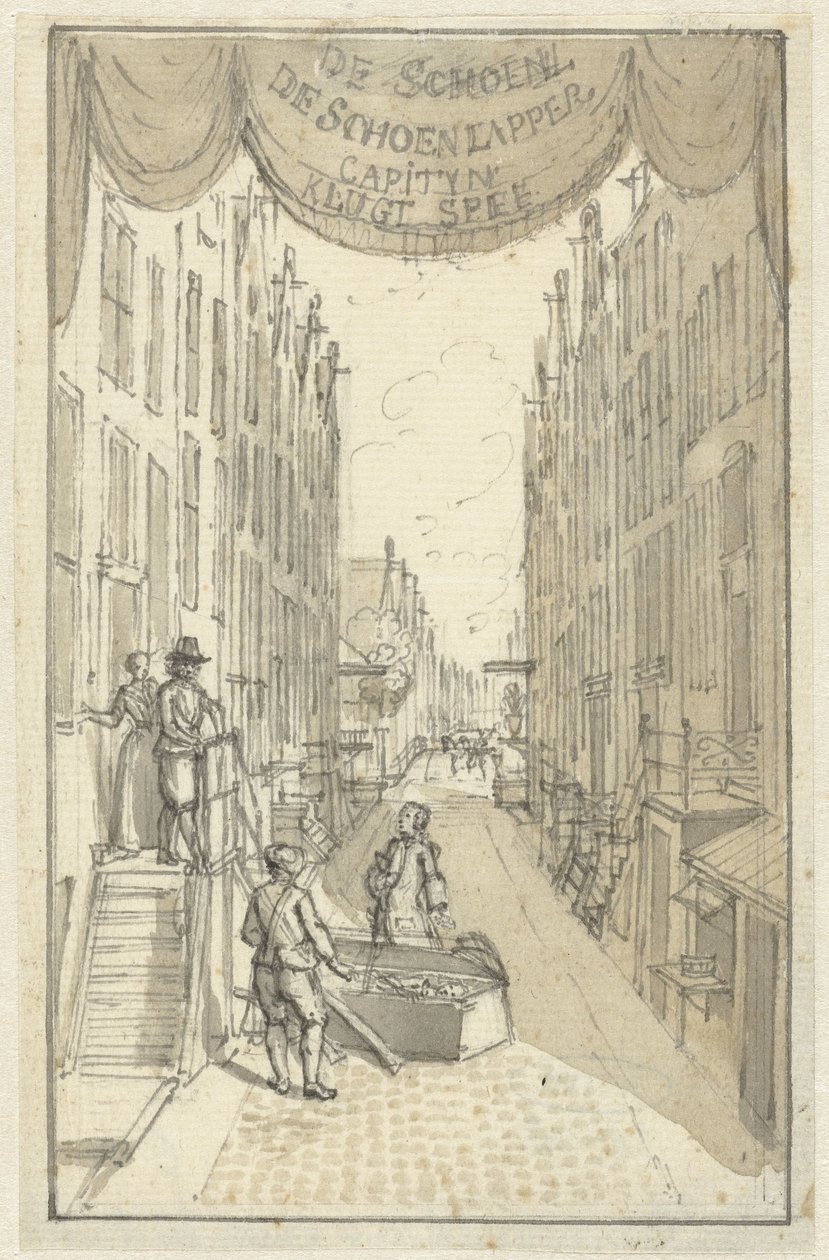 Progetto per la copertina del dramma De Schoenlapper-Capityn of Krispyns Koddige Schakinge da Adolf van der Laan