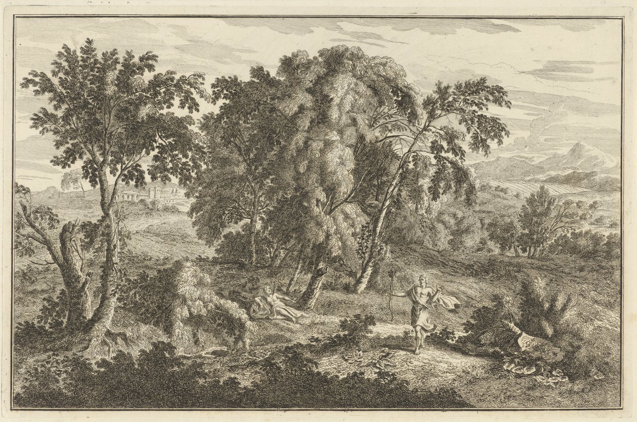 Donna colpita da una freccia in un paesaggio arcadico da Adolf van der Laan