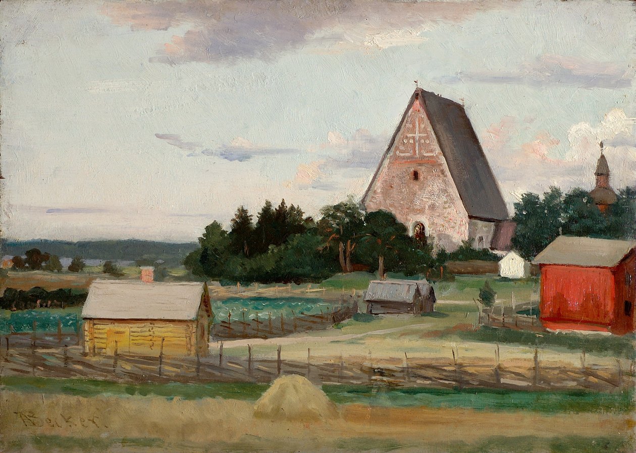 Chiesa di Lohja, schizzo da Adolf von Becker
