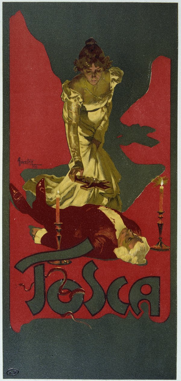 Poster di Hohenstein. "La Tosca" di Giacomo Puccini, basato sul dramma di V. Sardou. da Adolfo Hohenstein
