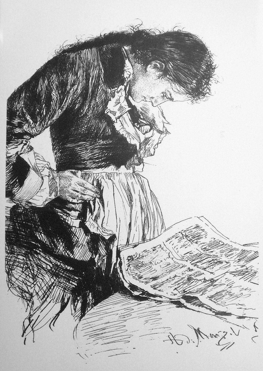 La lettrice di giornali da Adolph Menzel