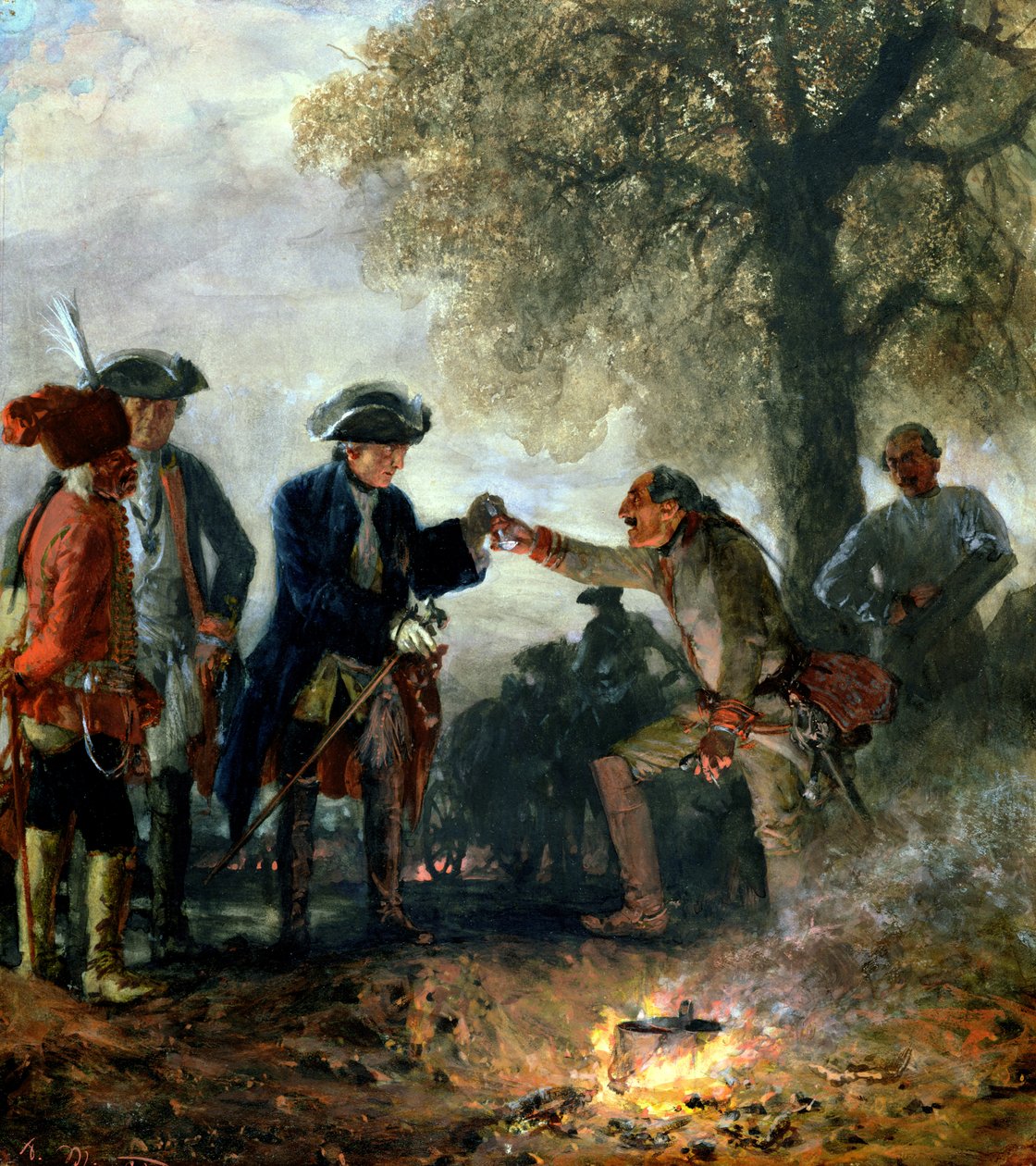 Federico il Grande (1744-97) con Zieten al Campo, 1852 da Adolph Menzel
