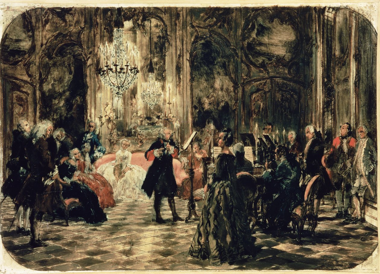 Schizzo per Il concerto di flauto, 1852 da Adolph Menzel