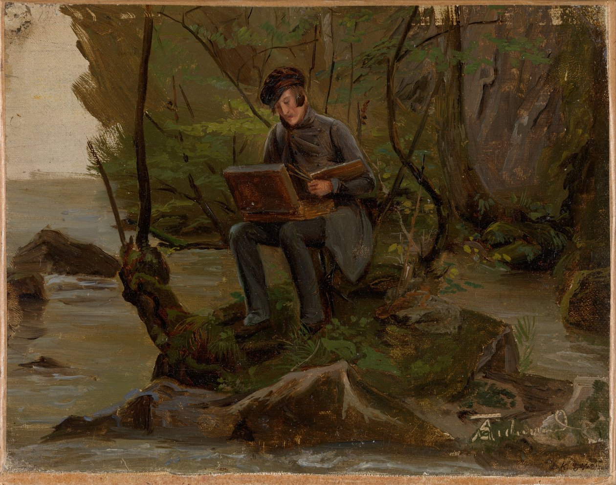 Un pittore alla sua scatola di colori da Adolph Tidemand