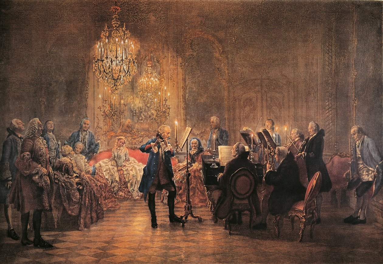 Concerto per flauto con Federico il Grande a Sanssouci da Adolph Menzel