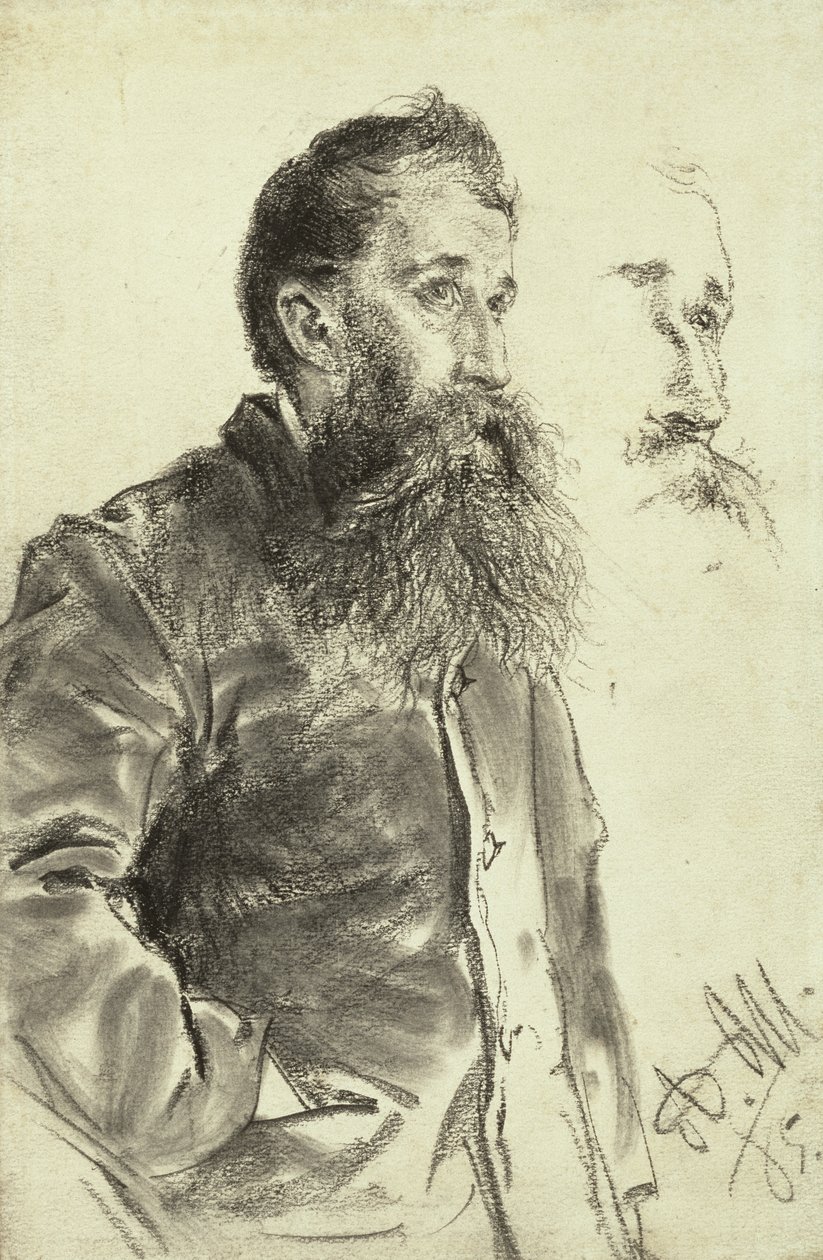 Studio di un uomo con la barba, la mano in tasca, 1885 da Adolph Menzel