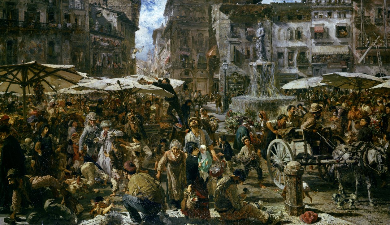 Il mercato di Verona da Adolph Menzel