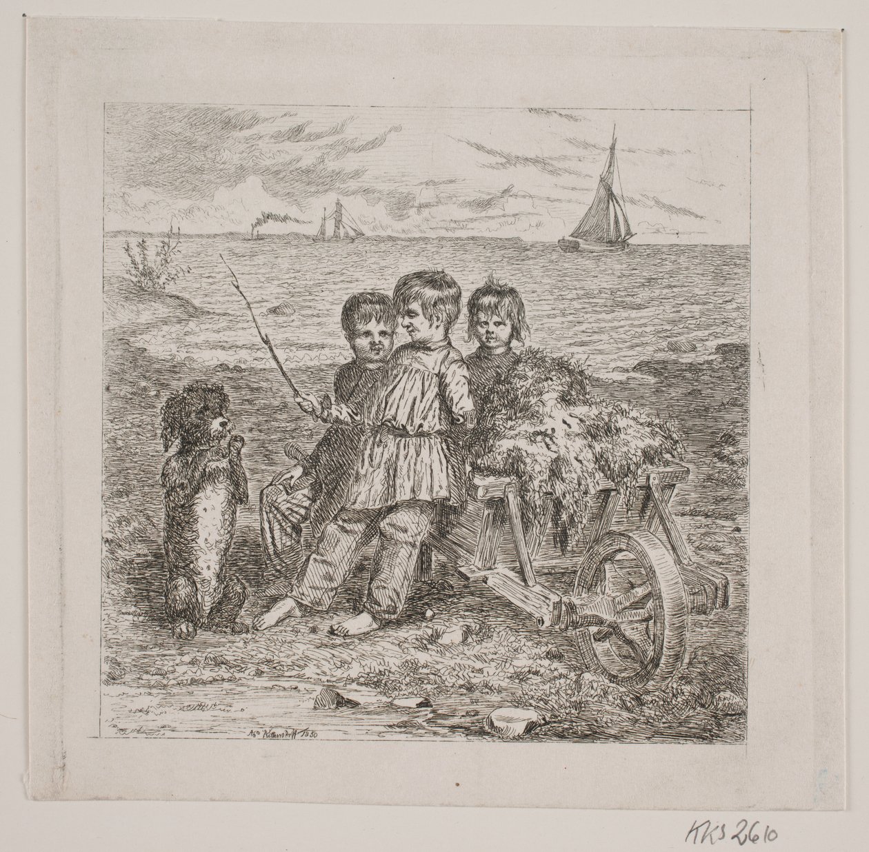 Bambini che addestrano un cane da Johan Adolph Kittendorff