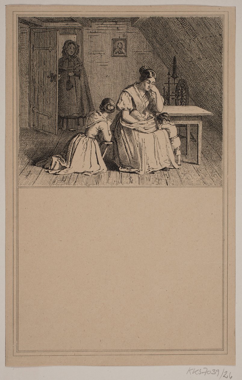 Una famiglia povera. Nr. 25 in Chr. Winther e M. Rørbye, "25 Immagini per bambini piccoli" da Johan Adolph Kittendorff