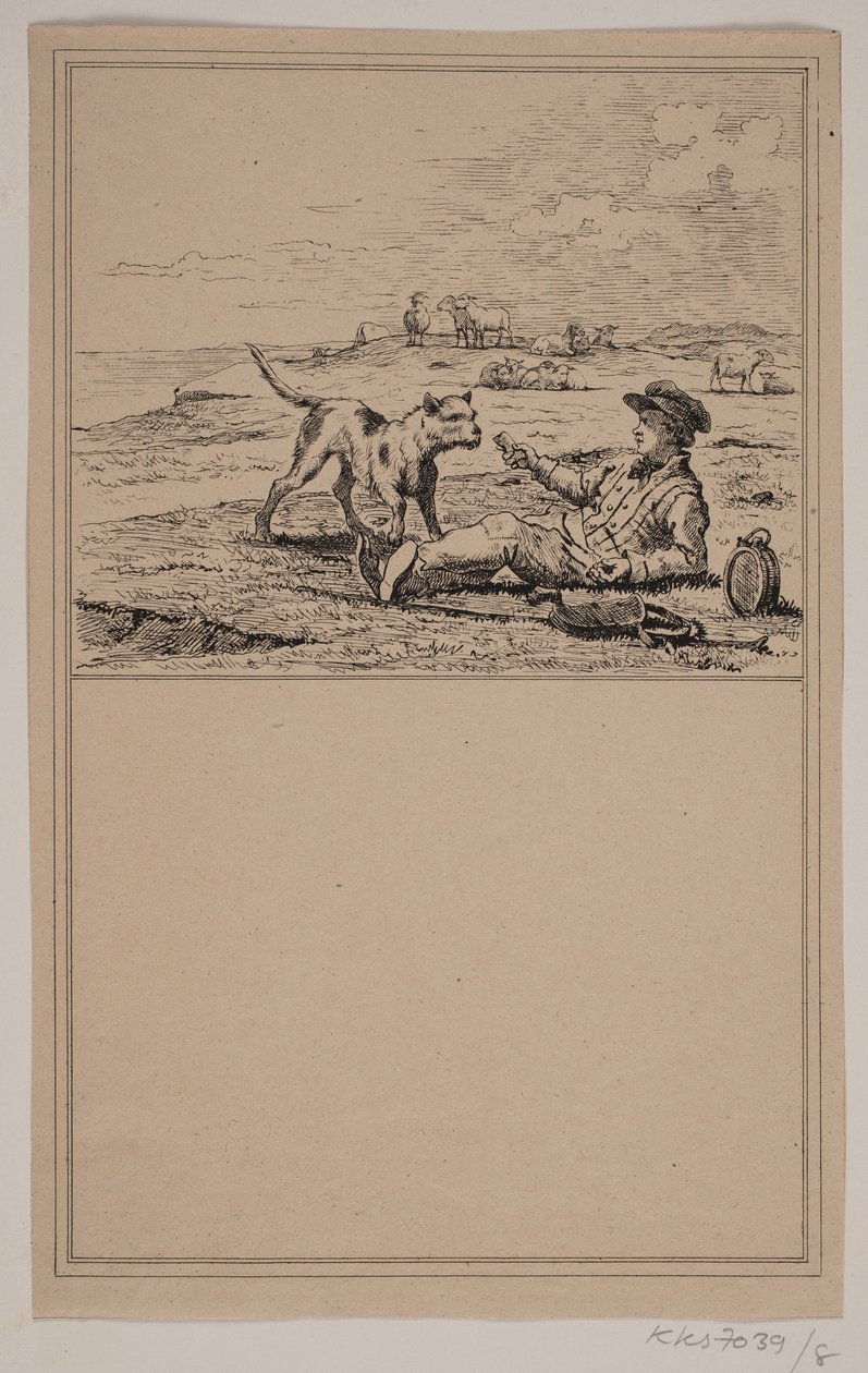 Il pastore e il cane. Nr. 7 in Chr. Winther e M. Rørbye, "25 Immagini per bambini" da Johan Adolph Kittendorff