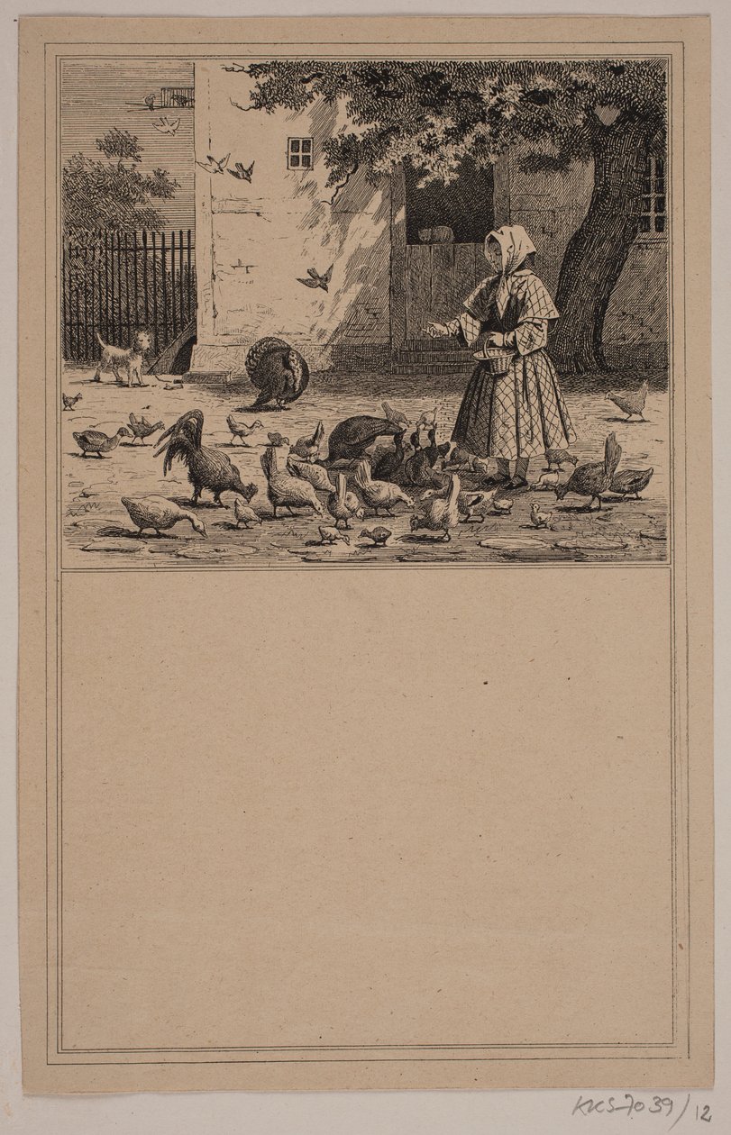 Nel pollaio. Nr. 11 in Chr. Winther e M. Rørbye, "25 immagini per bambini piccoli" da Johan Adolph Kittendorff