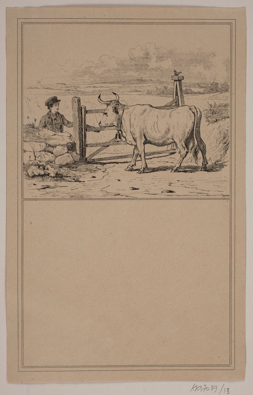 Koen og drengen. Nr. 12 in Chr. Winther og M. Rørbye, "25 Billeder for små børn" da Johan Adolph Kittendorff