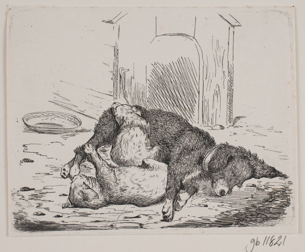 Cane incatenato con cucciolo da Johan Adolph Kittendorff