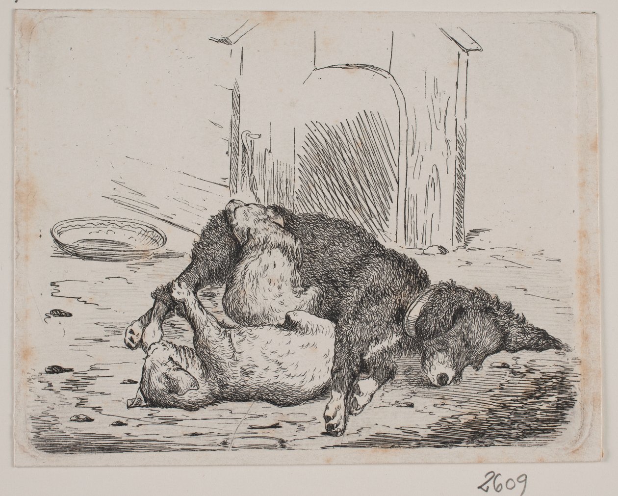Cane da guardia con cucciolo da Johan Adolph Kittendorff