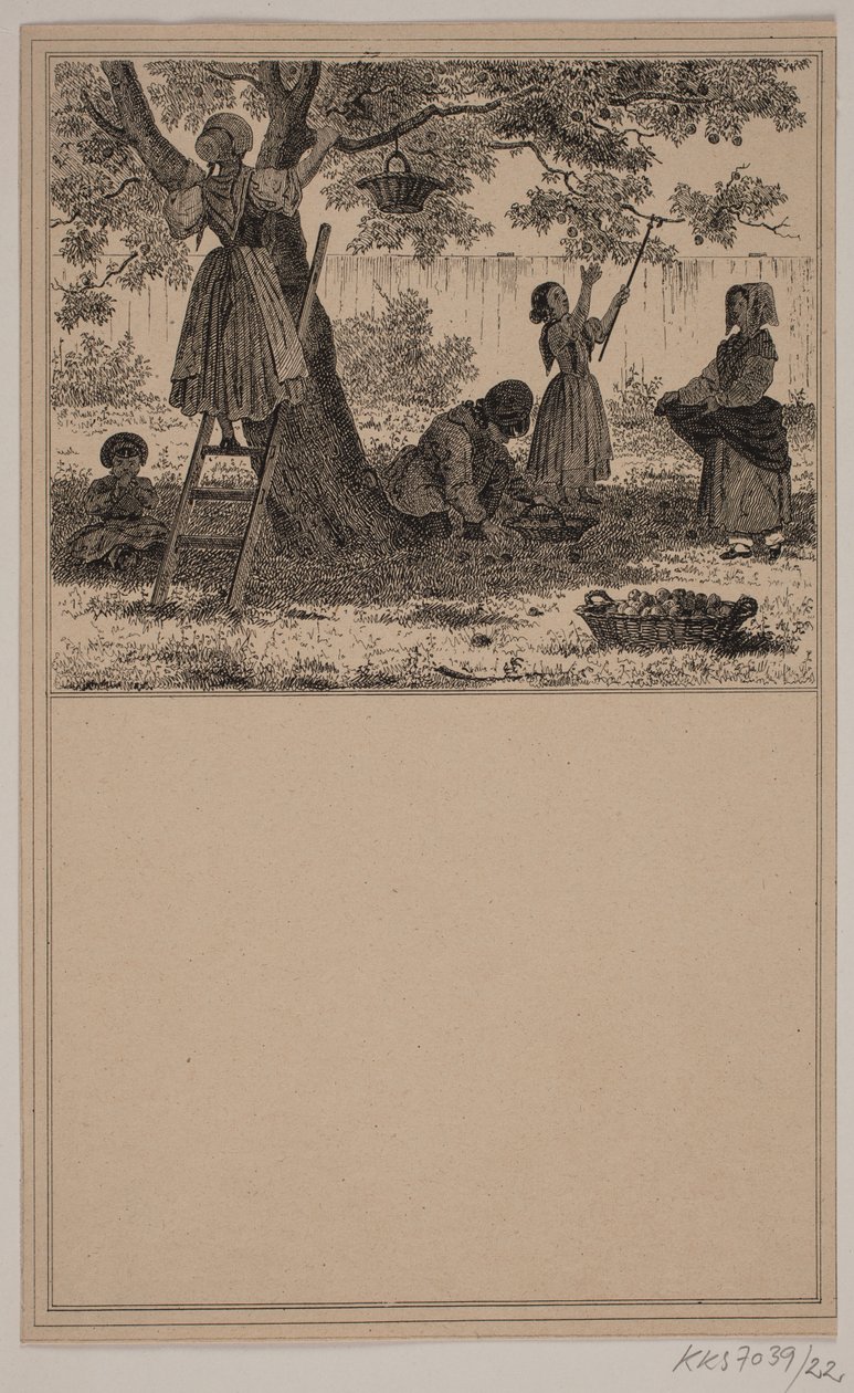 Sotto il melo. Nr. 21 in Chr. Winther e M. Rørbye, "25 immagini per bambini piccoli" da Johan Adolph Kittendorff
