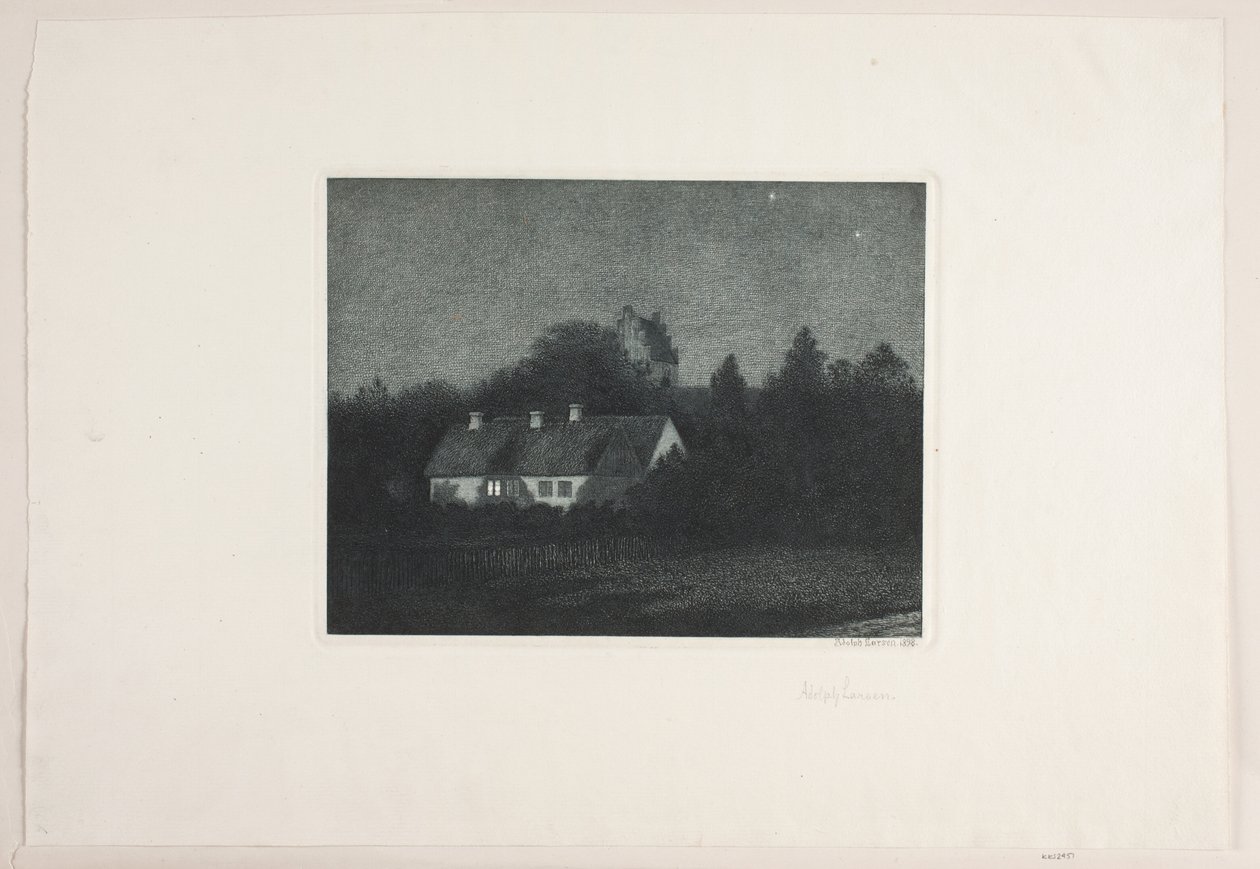 Serata di luna piena nel villaggio di Borup da Adolph Larsen