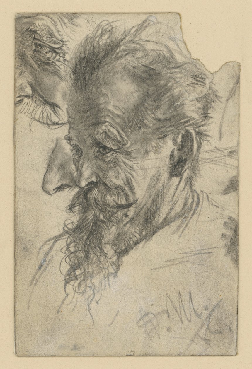 Testa di uomo anziano con pizzetto e relativi dettagli da Adolph Menzel