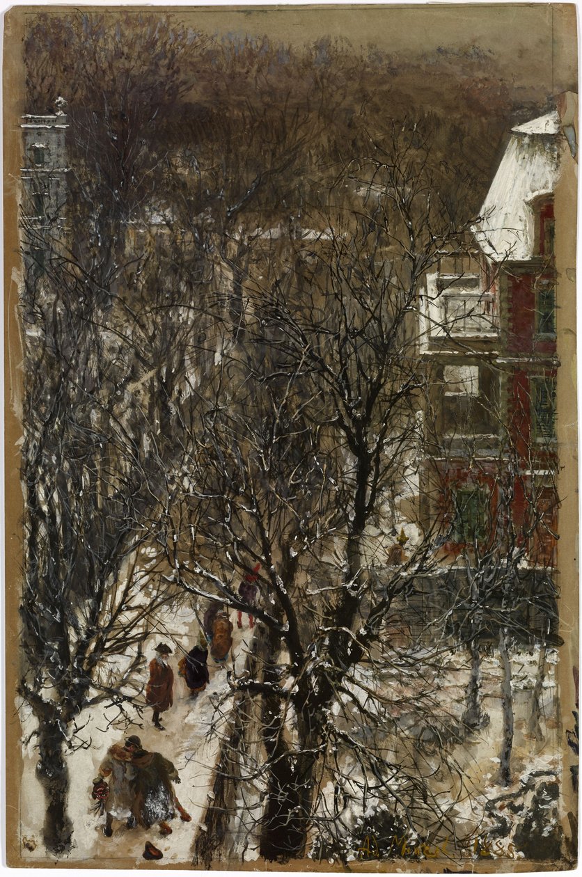 Mercoledì delle Ceneri - La strada dopo il Carnevale / La mattina del Mercoledì delle Ceneri nella via privata Hildebrand a Berlino da Adolph Menzel