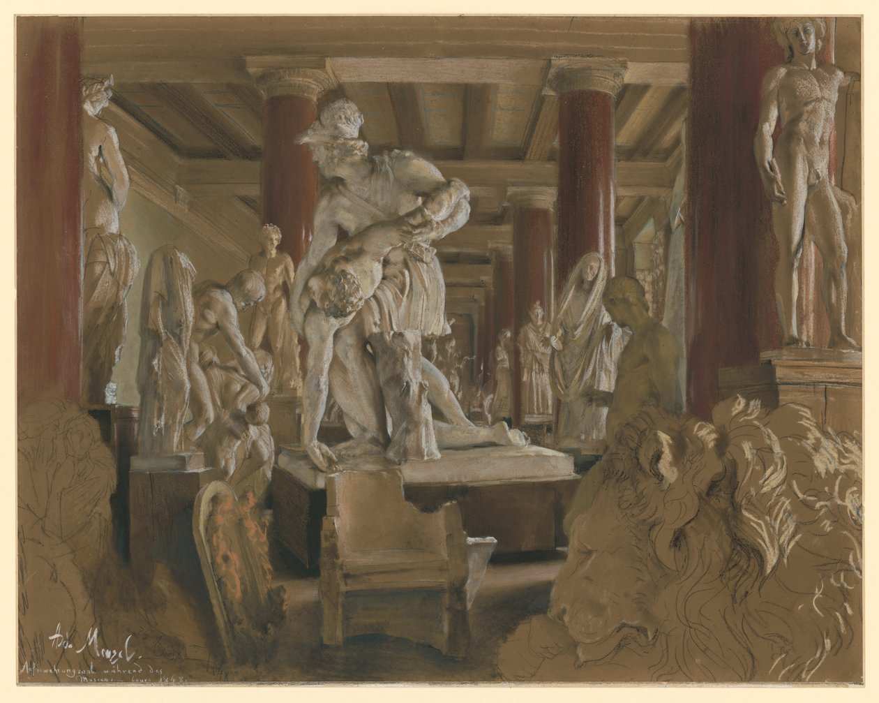 Sala di deposito dei calchi in gesso durante la costruzione del nuovo museo nell