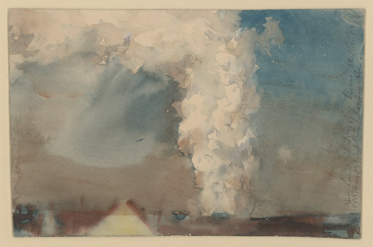 Fumo ascendente, con appunti a destra da Adolph Menzel