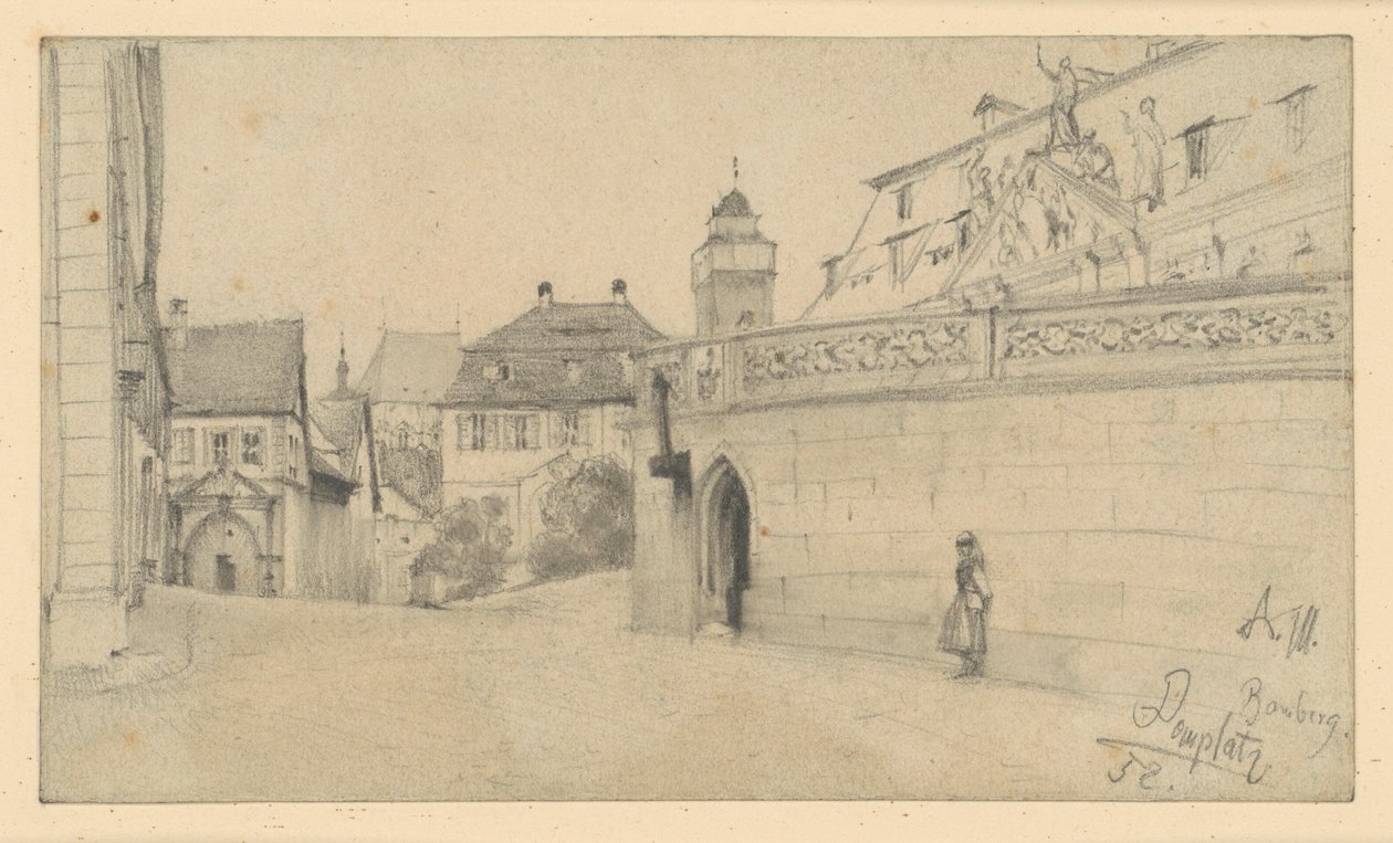 Bamberg. Piazza del Duomo, tra il numero 1 di Piazza del Duomo e Domkranz, in direzione sud da Adolph Menzel