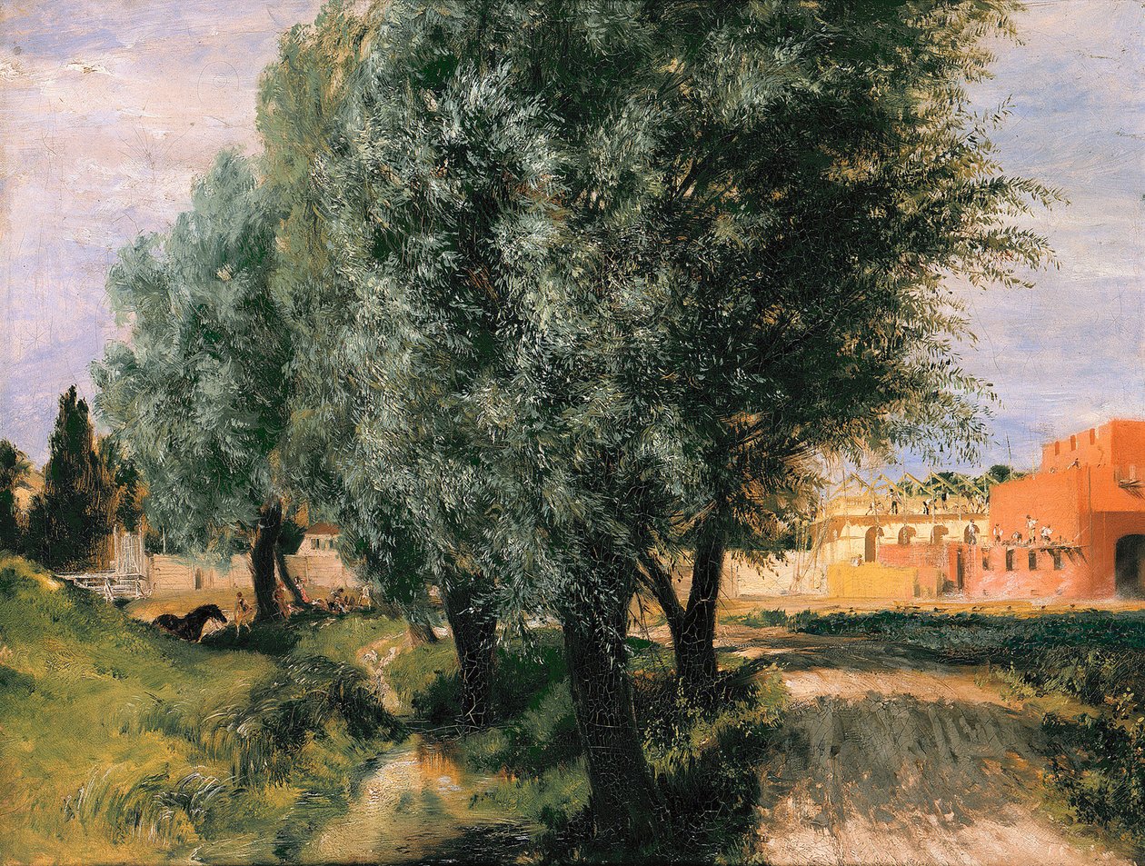 Cantiere con salici da Adolph Menzel
