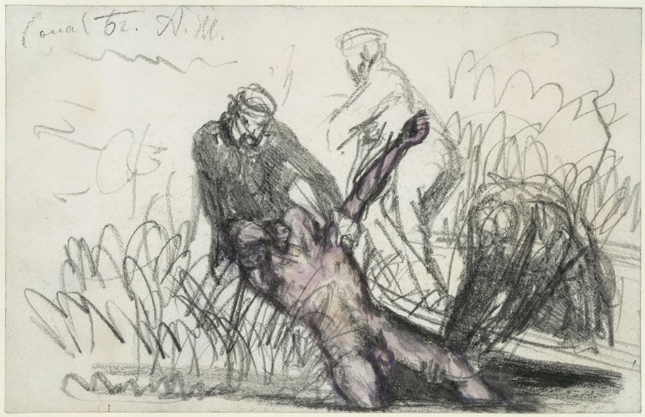 Recupero di un cadavere di sesso maschile dal Landwehrkanal (c) da Adolph Menzel