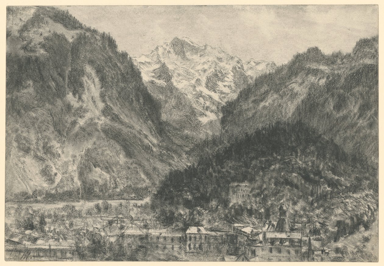 Veduta su Interlaken verso il massiccio della Jungfrau da Adolph Menzel