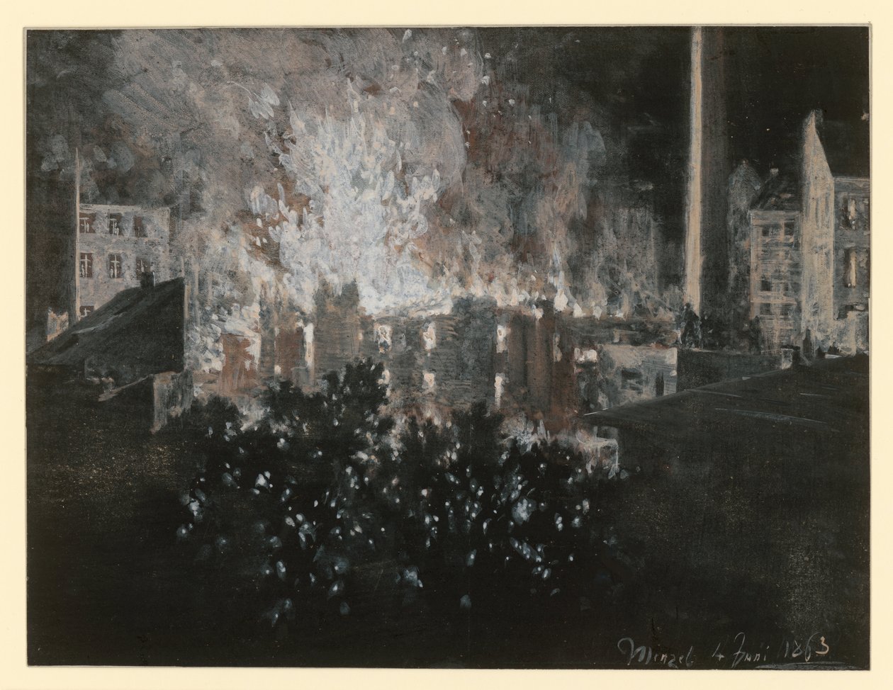 Incendio di una casa da Adolph Menzel