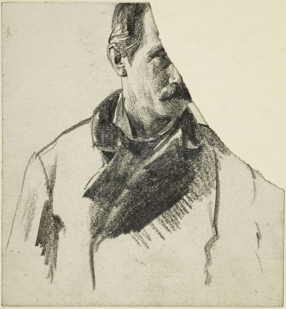 Ritratto a mezzo busto di un uomo con i baffi, con il capo rivolto verso destra da Adolph Menzel