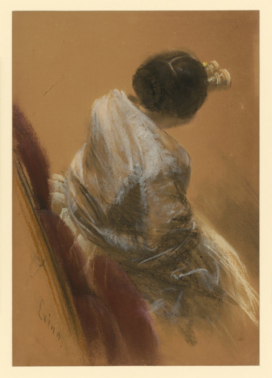 Signora in poltrona con binocolo da teatro da Adolph Menzel