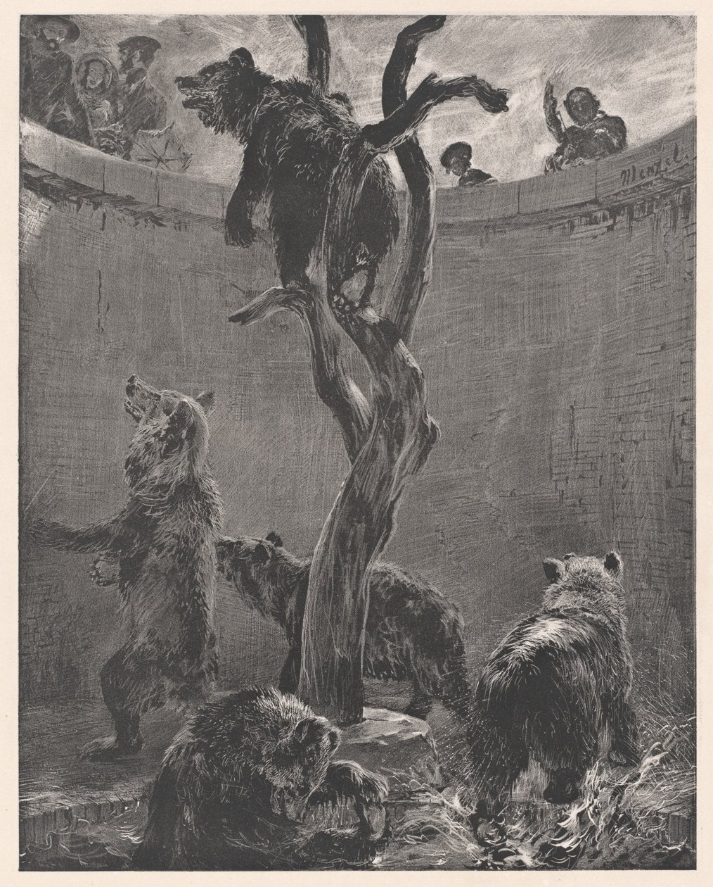 La gabbia degli orsi nel giardino zoologico (The Bear Pit in the Zoological Gardens) da Adolph Menzel