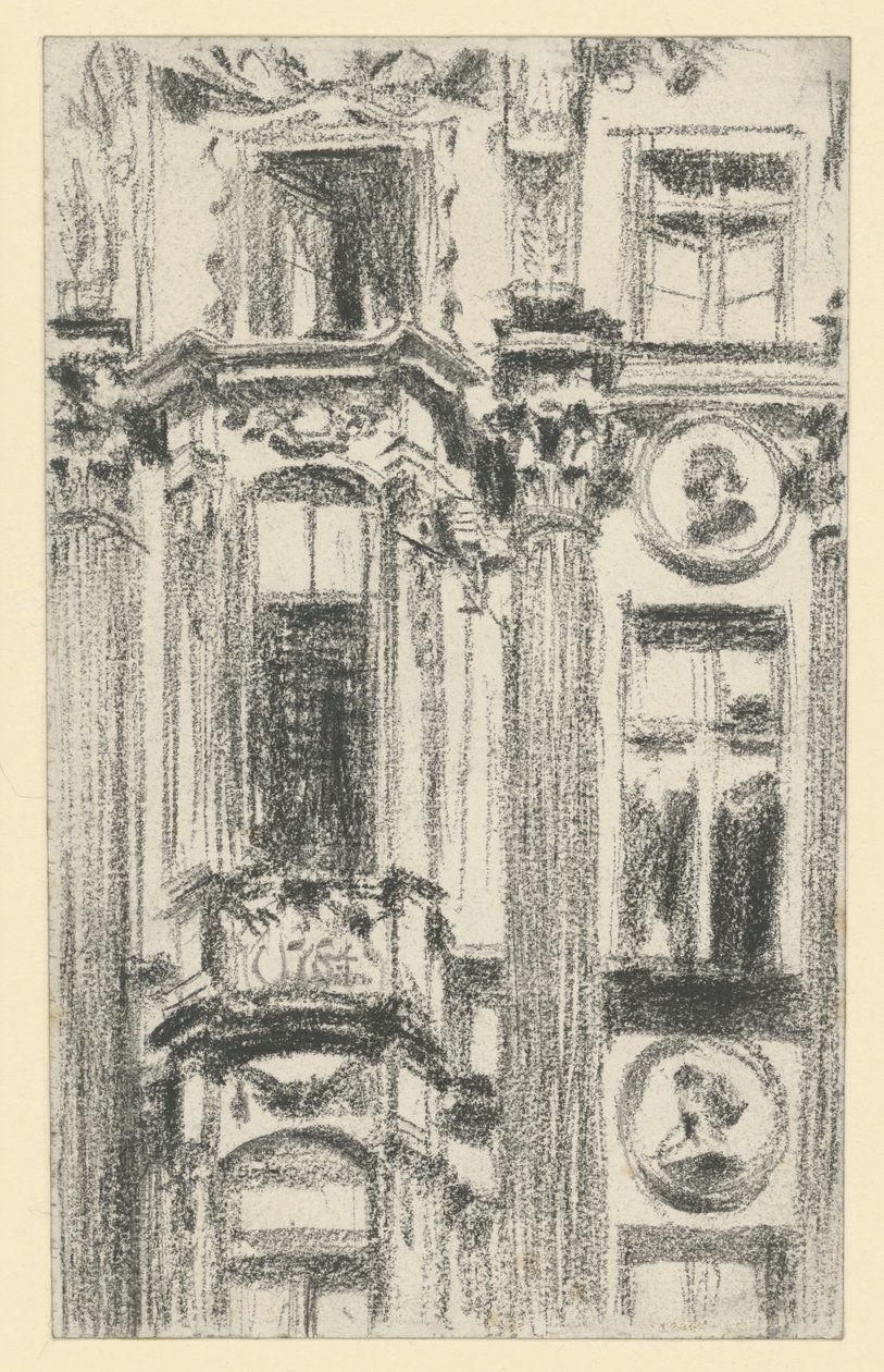 Dettaglio del risalito centrale del Palazzo di Sassonia a Dresda da Adolph Menzel