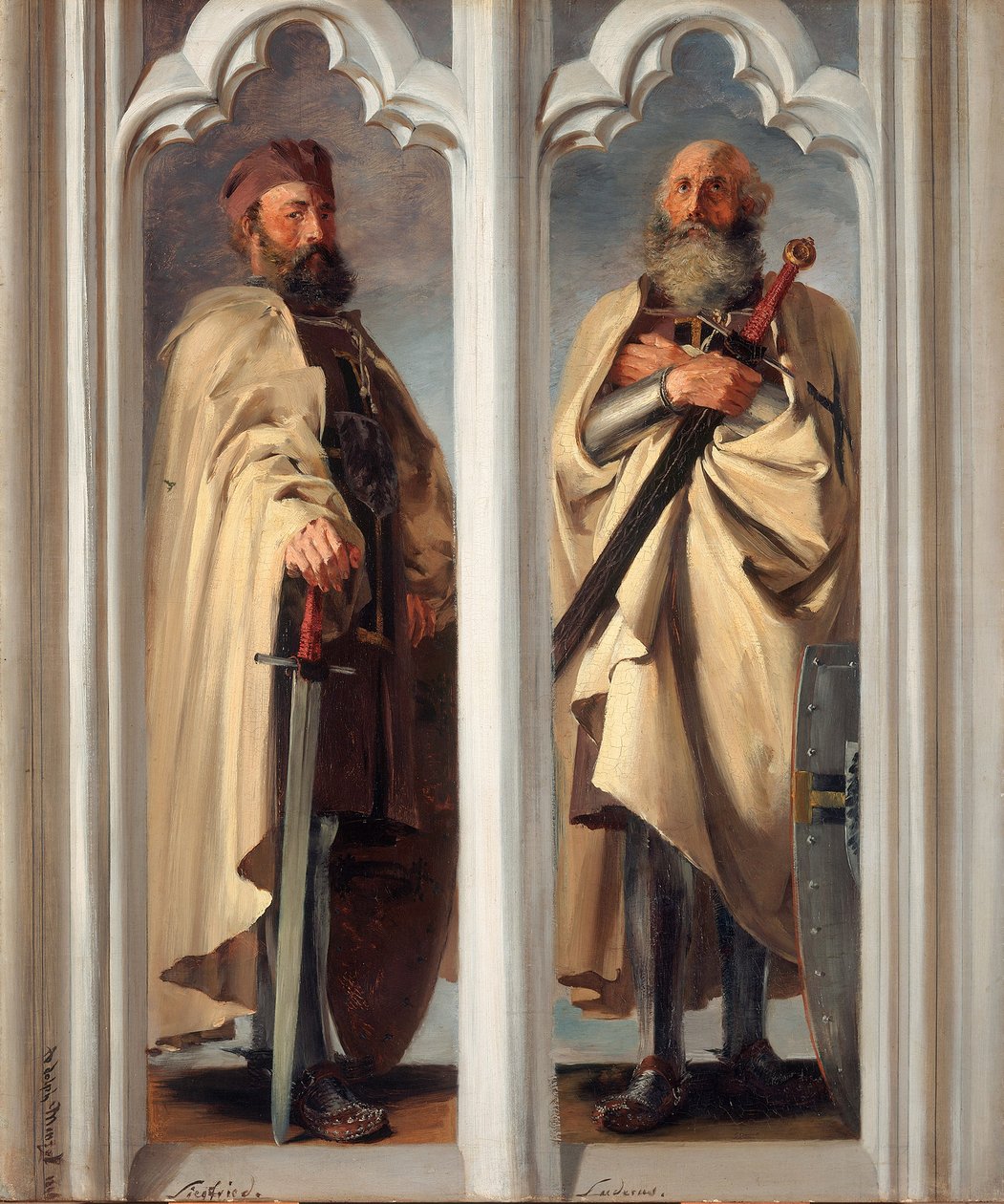 I Gran Maestri Siegfried von Feuchtwangen e Ludger von Braunschweig. Bozzetti per i dipinti conservati nel castello di Marienburg da Adolph Menzel