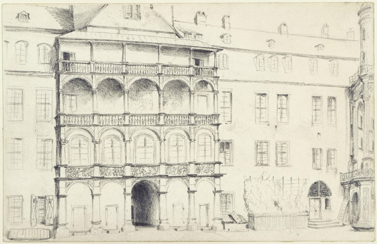Il lato nord del grande cortile del castello di Dresda da Adolph Menzel