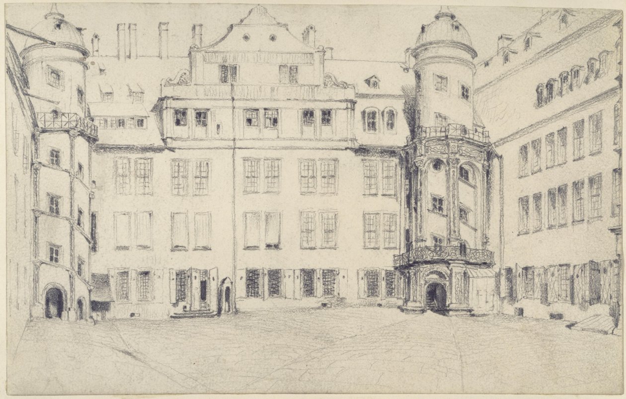 Il lato occidentale del grande cortile del castello di Dresda da Adolph Menzel