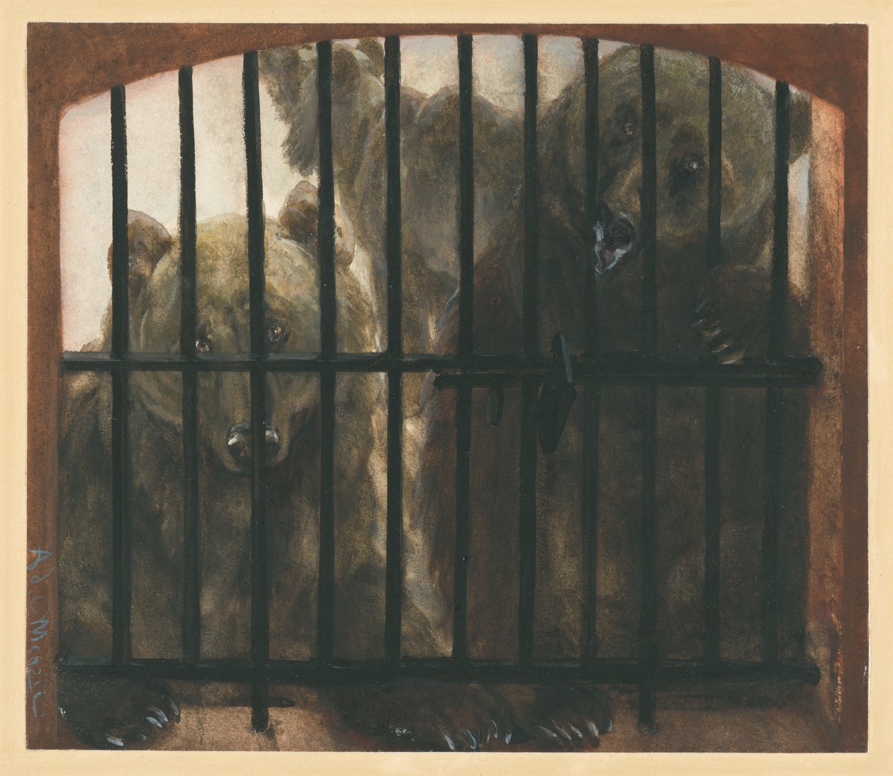 Tre orsi in gabbia. Tratto dall’“Album dei bambini” da Adolph Menzel