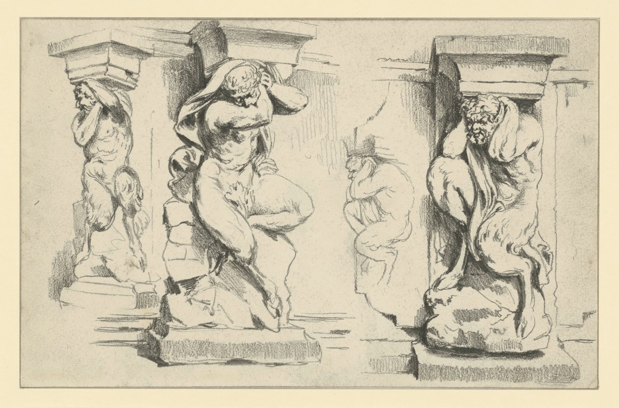 Console raffiguranti fauni nella galleria ad arcate sud-occidentale dello Zwinger di Dresda da Adolph Menzel
