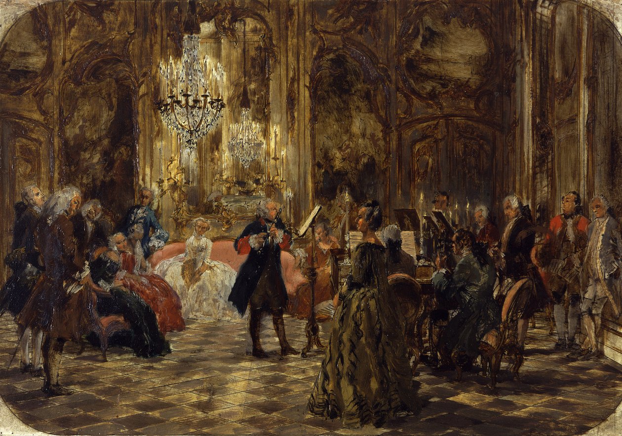 Concerto per flauto di Federico il Grande a Sanssouci. Schizzo da Adolph Menzel