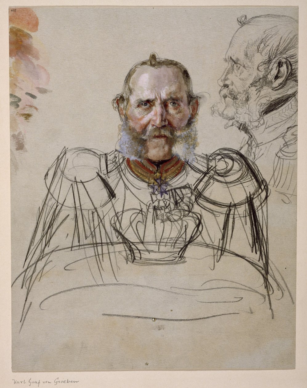 Il generale Karl conte von der Groeben. Studio per il dipinto «Incoronazione di Guglielmo I a Königsberg» da Adolph Menzel
