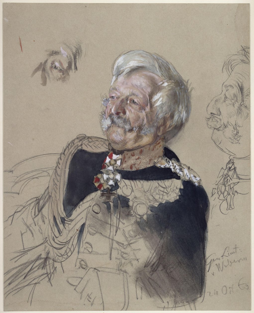 Tenente generale von Webern. Studio per il dipinto «Incoronazione di Guglielmo I a Königsberg» da Adolph Menzel