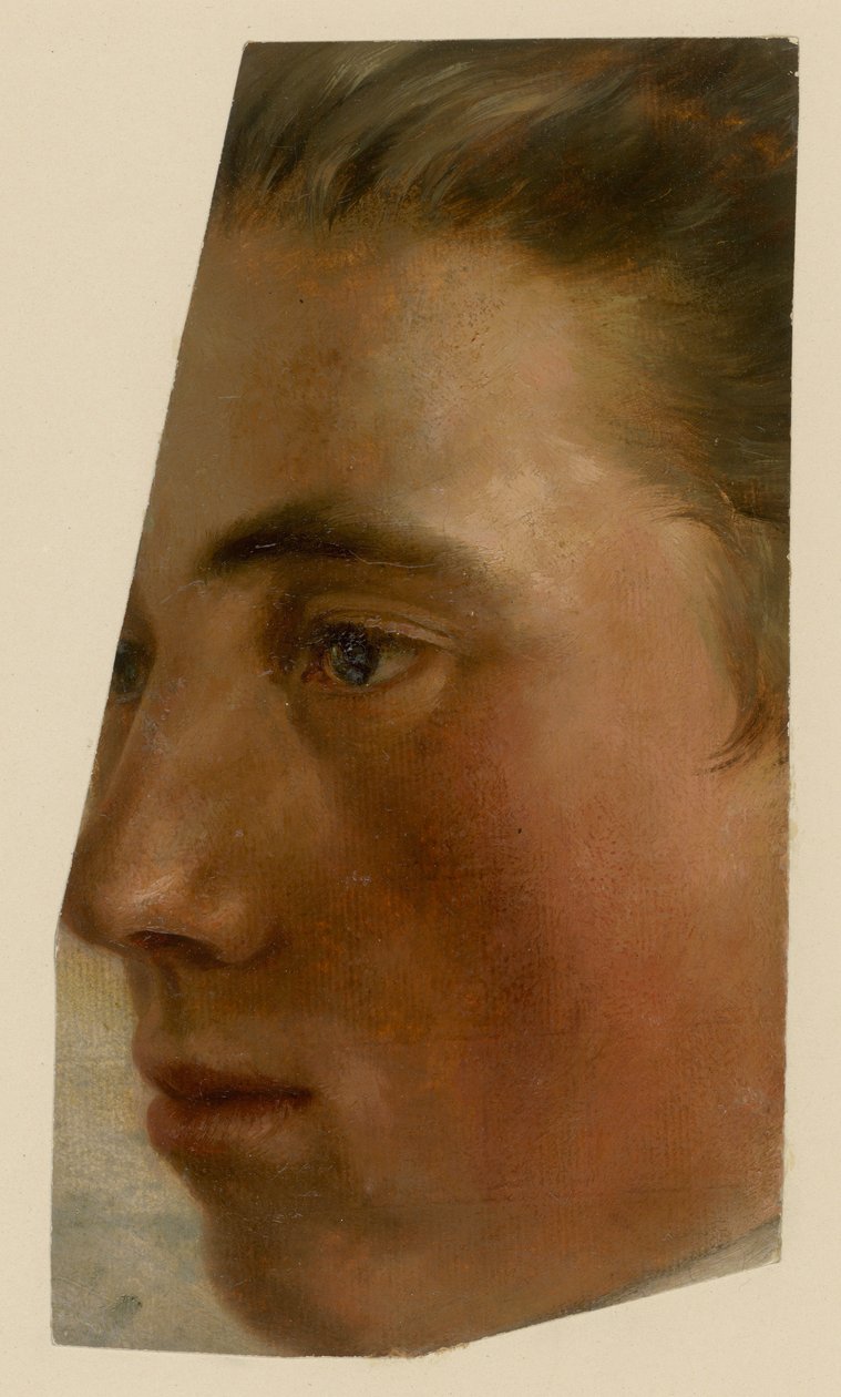 Viso di un uomo di profilo verso sinistra da Adolph Menzel