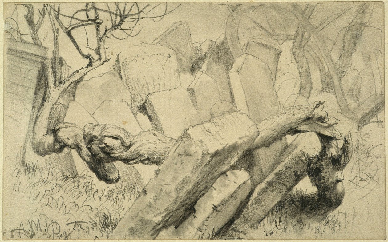 Lapidi nel cimitero ebraico di Praga da Adolph Menzel